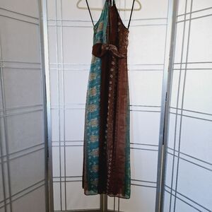 🤍🩵Rabbit Rabbit Rabbit Elegant Brown and Teal Women's Dress Size 10